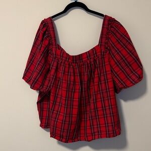 Draper James Maren Bow Back Top | Red Plaid Sz 3X 22-24